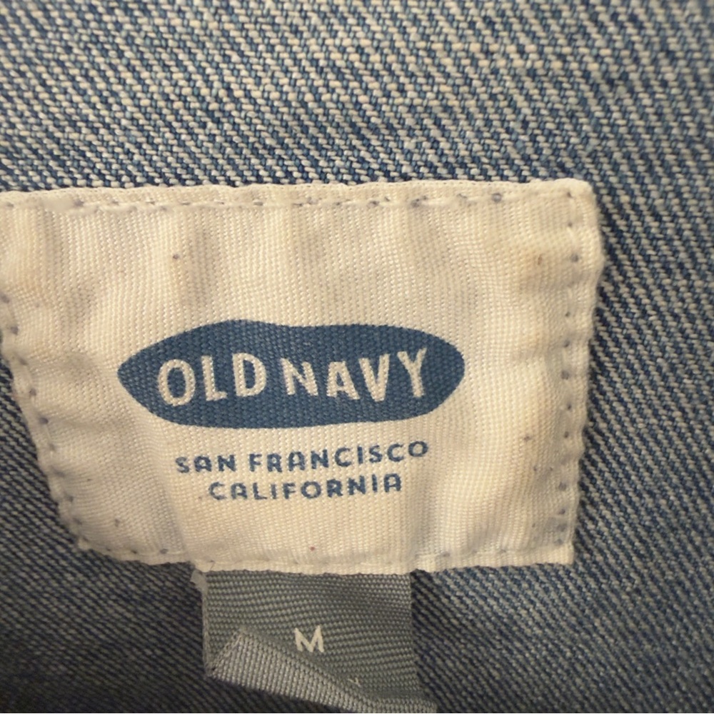 Old Navy Denim Jean Jacket Size Medium M Blue Cotton Stretch Everyday Casual - Picture 2 of 5